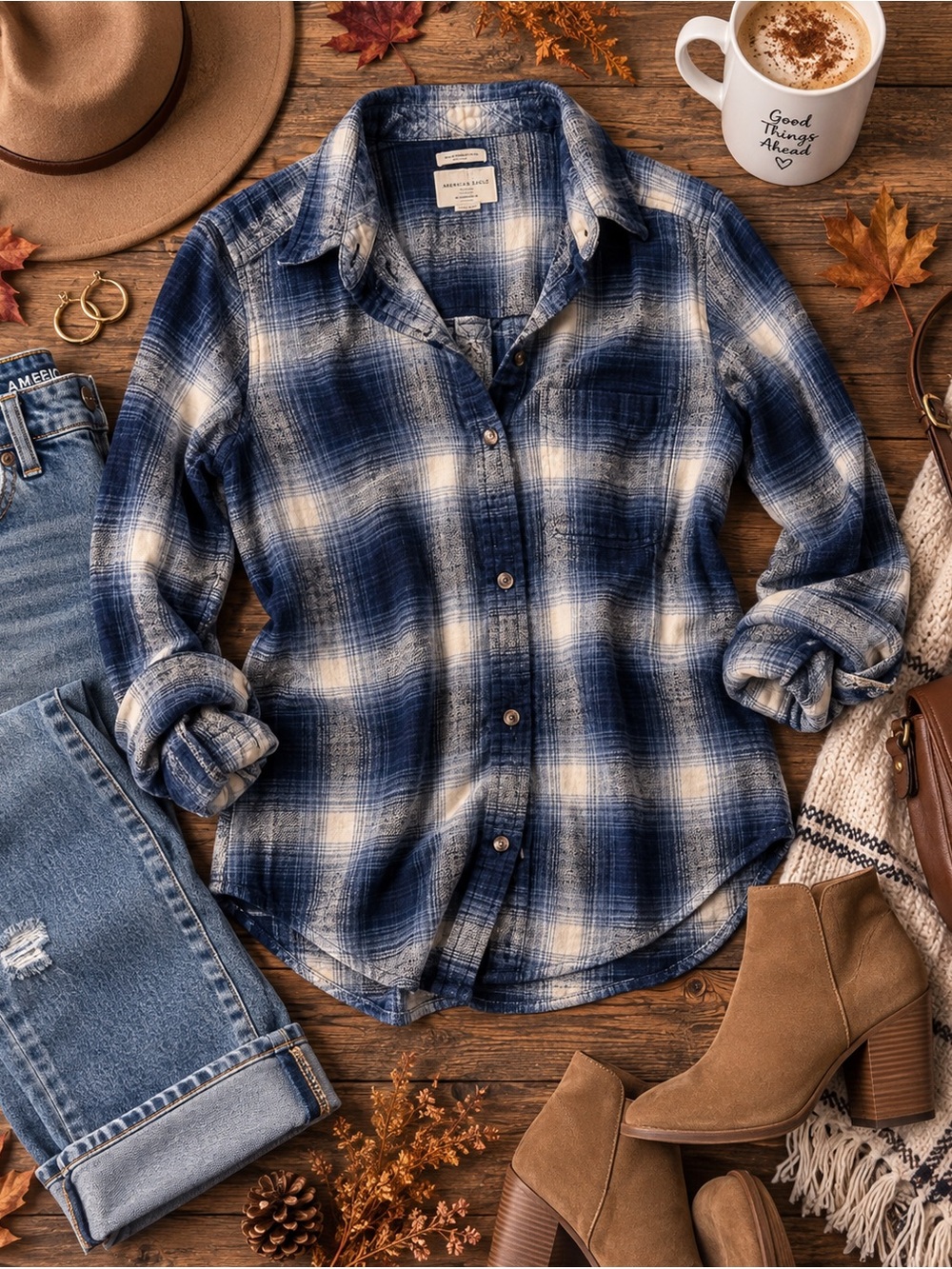 American Eagle amazingly soft boyfriend fit flannel xs - Picture 7 of 7